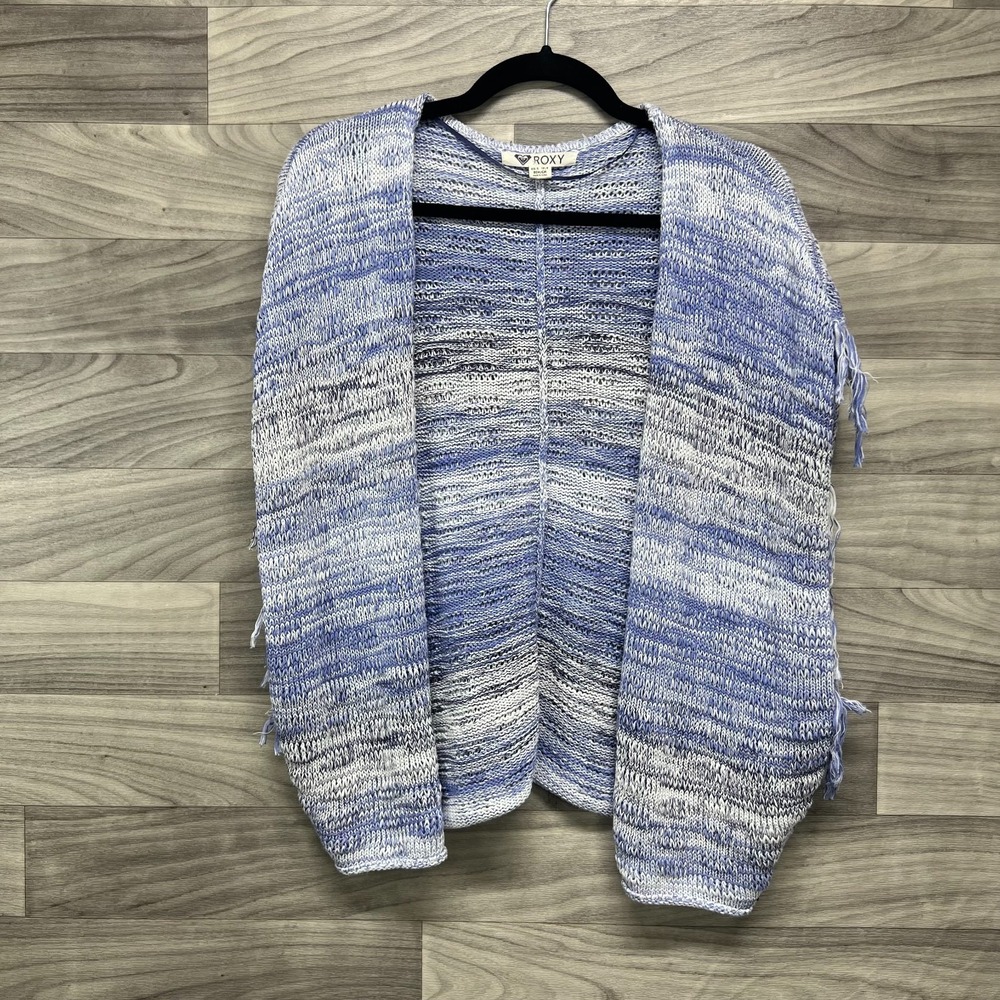 Roxy Shaba Waterfall‎ Cardigan Sweater Women's XS/S Blue Sleeveless Open Front